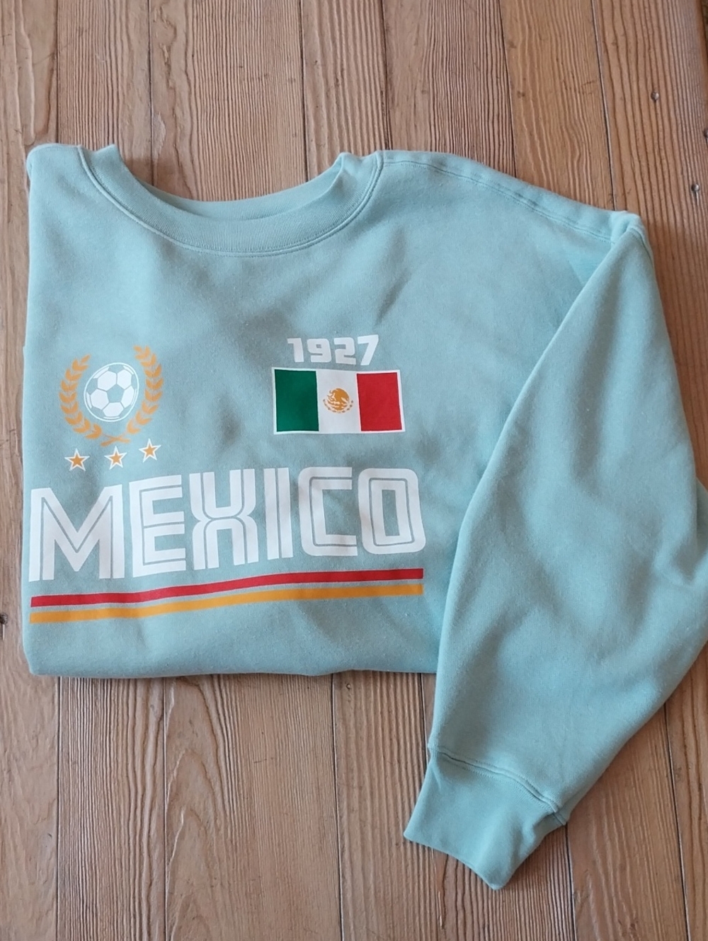 Mexico Flag Soccer Sweatshirt - Mint Green Oversized